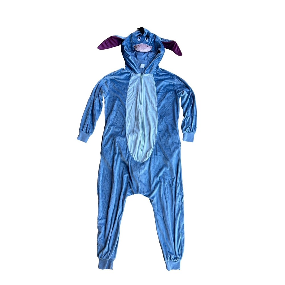 Disney Eeyore Winnie the Pooh Plush Hooded One-Piece Jumpsuit Costume Unisex S/M